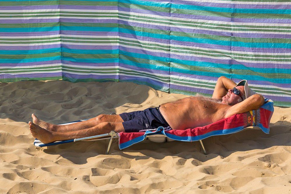 Sunbathing on Bournemouth beach