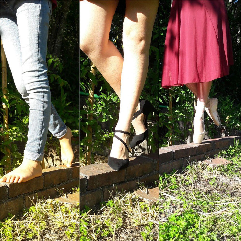 Montage of legs on a wooden beam