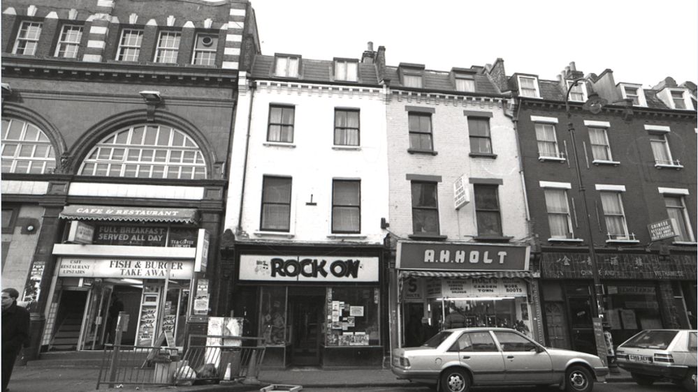 Record shop on street