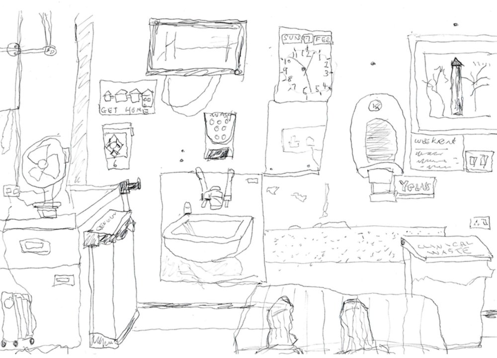 Bill began drawing - including this picture of his room