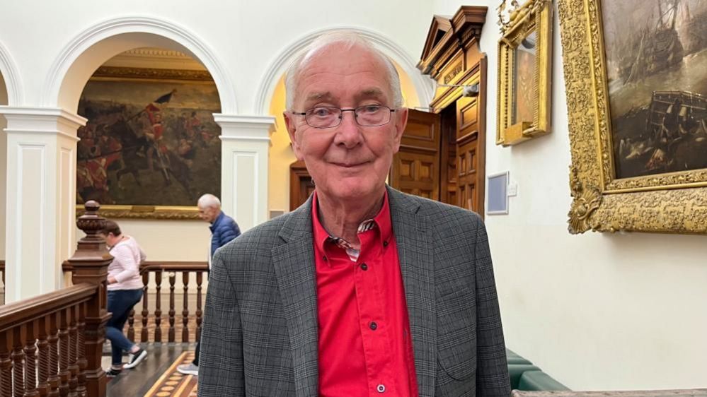 Great Yarmouth Labour group leader Trevor Wainwright standing on landing at Great Yarmouth town hall