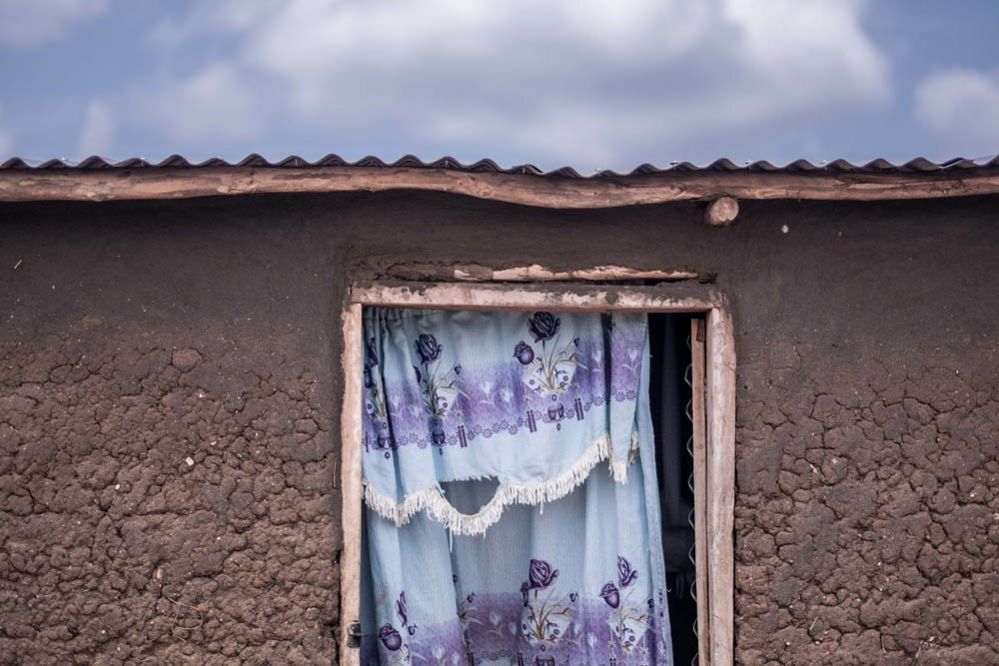 A hut belonging to Malis Justin, a South Sudanese refugee