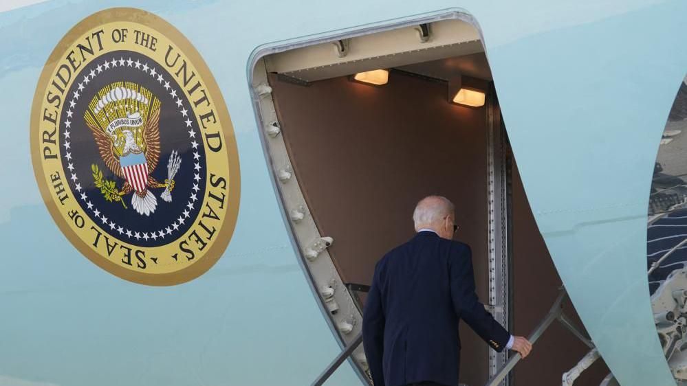 U.S. President Joe Biden boards Air Force One as he departs for the G7 summit