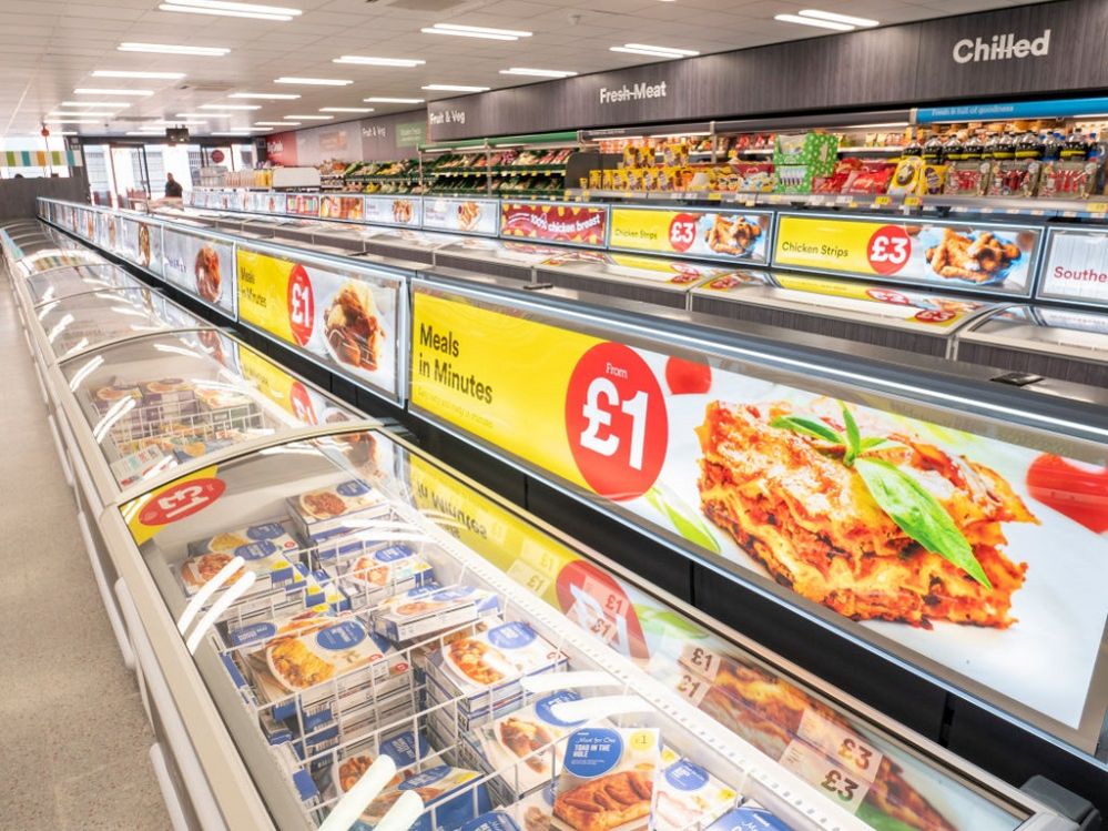 Iceland supermarket frozen aisle