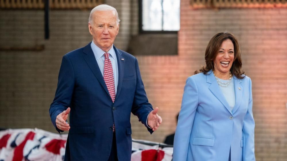 Image shows Joe Biden and Kamala Harris