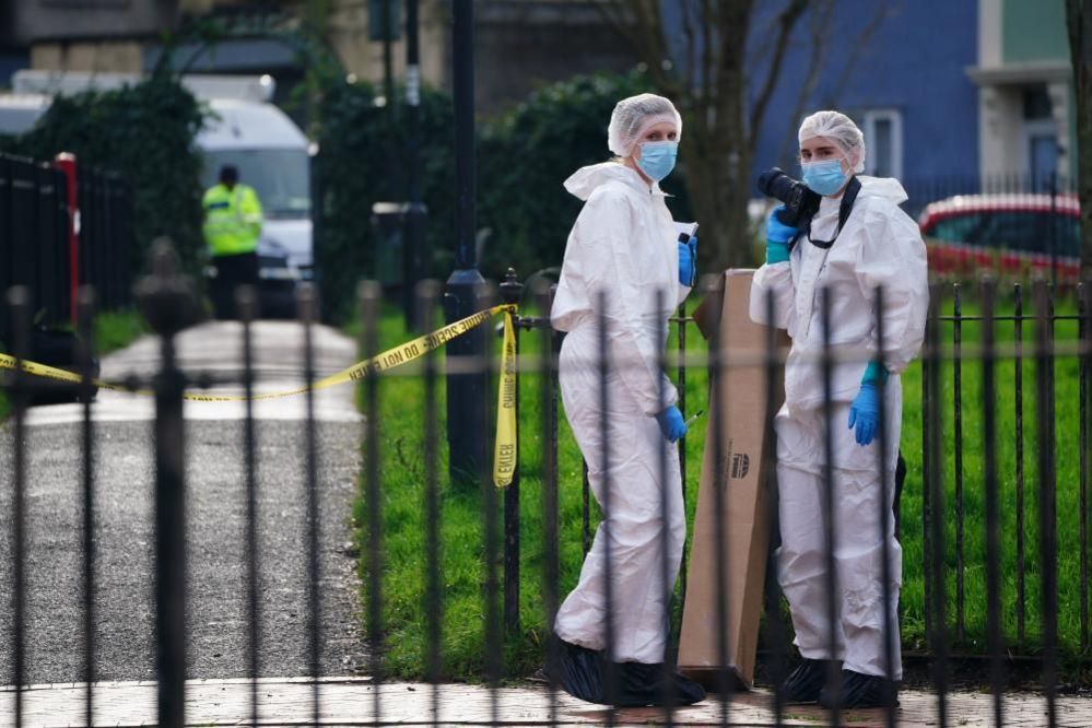 Forensic officers at the scene where Darrian Williams was stabbed in Bristol