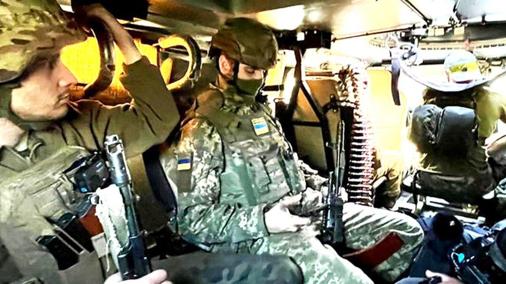 Ukrainian soldiers in the Donbas region