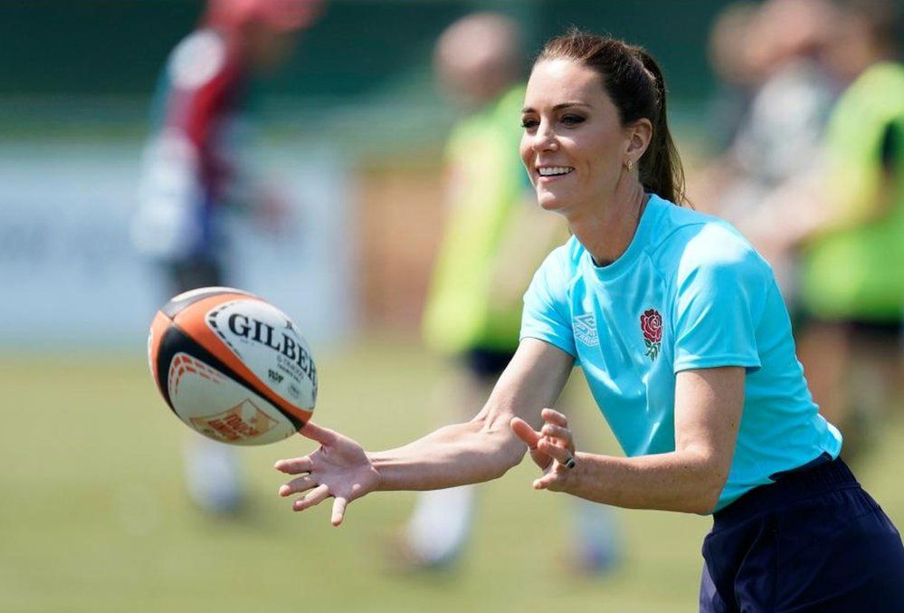 The Princess of Wales playing rugby