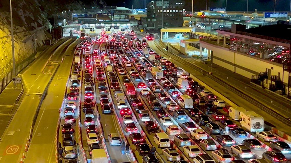 Traffic on the way to the port at Dover