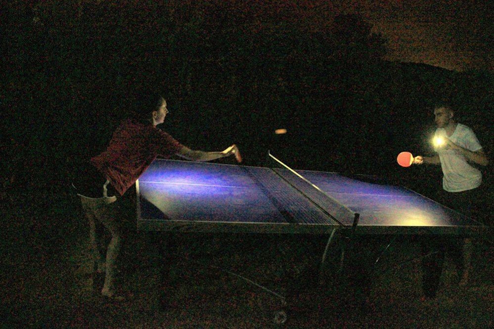Playing table tennis