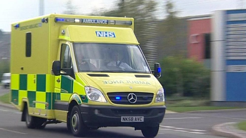 A National Health Service (NHS) ambulance with the North East Ambulance Service.