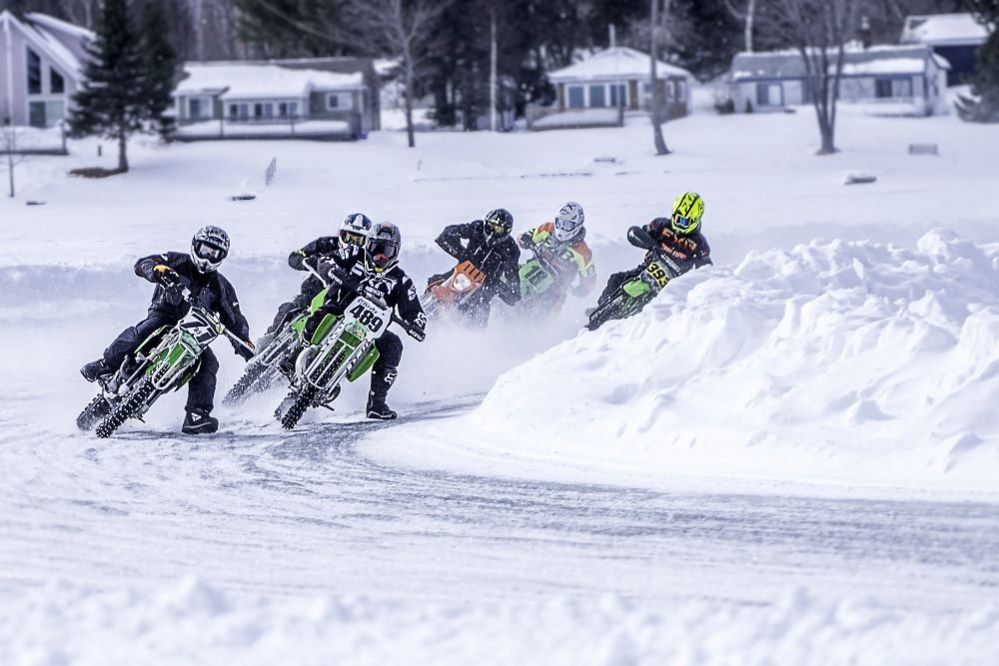 Motorbike racing on snow