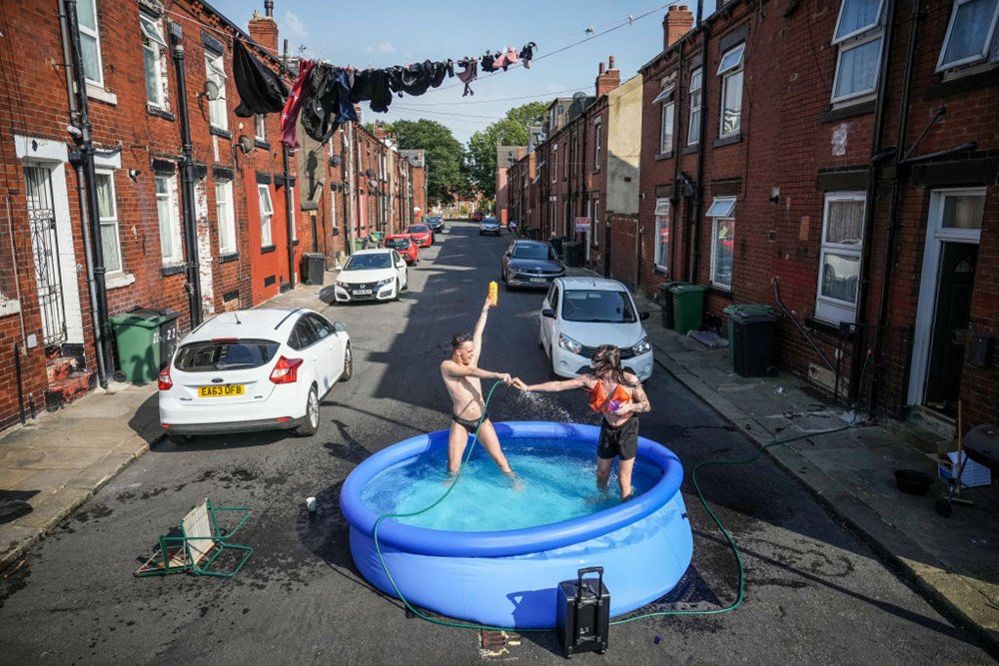 Residents took a dip in a paddling pool