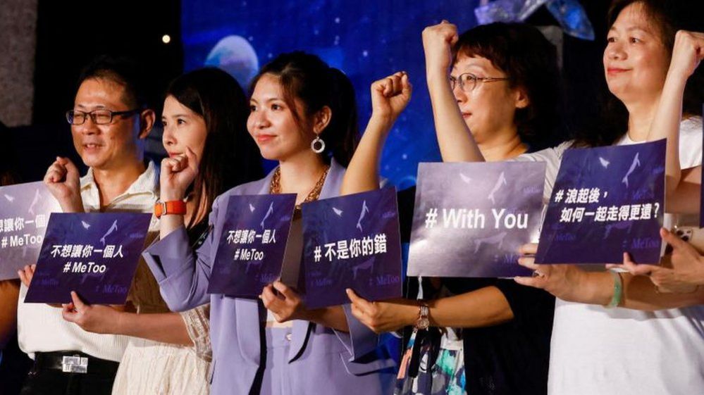 Singers and activists in support of the #MeToo movement in Taipei