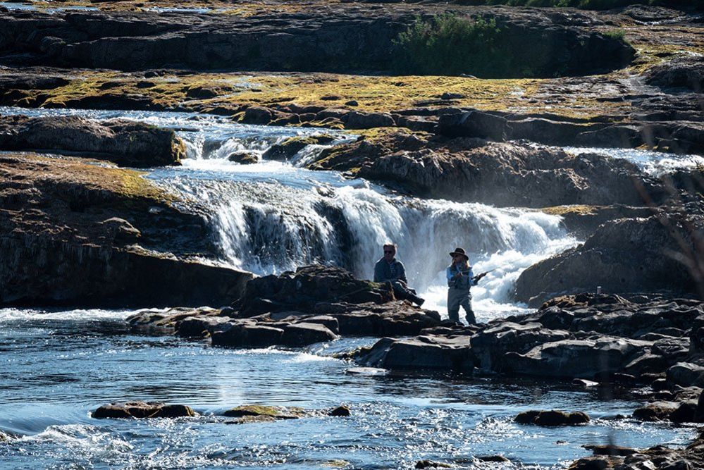 Fishing in the river Grímsá, Iceland