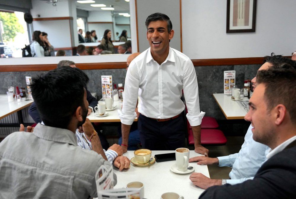 Prime Minister Rishi Sunak visits Uxbridge to congratulate Conservative Party candidate, Steve Tuckwell