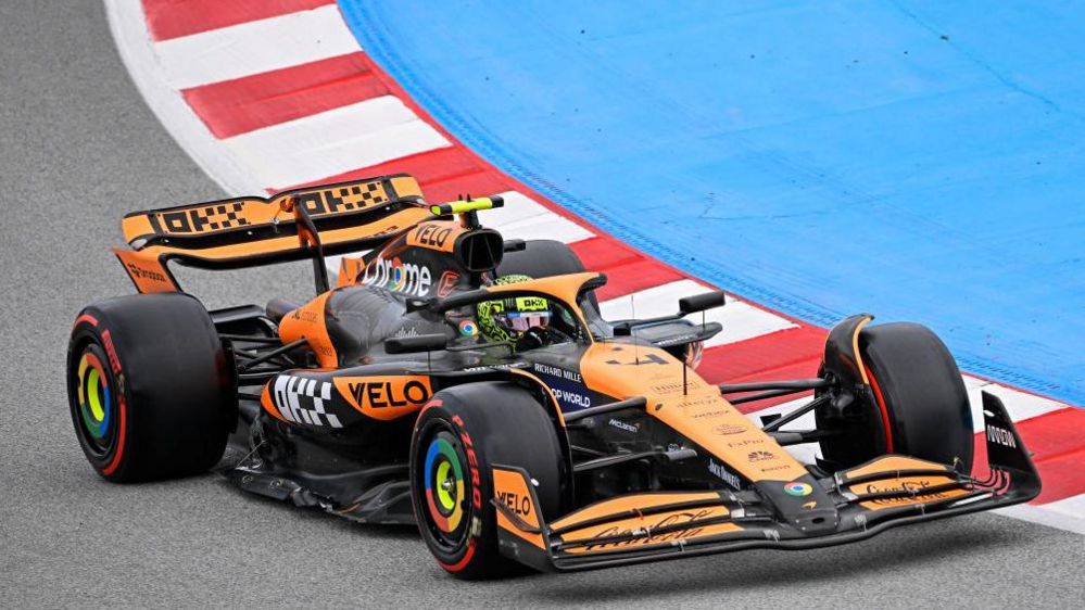 Lando Norris drives his McLaren in qualifying for the Spanish Grand Prix