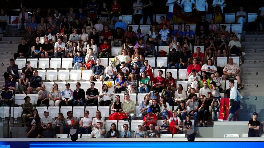 Empty seats pictured during a sporting event at the Paris Olympics