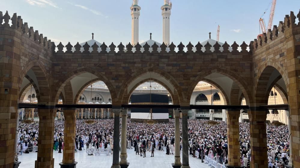 Muslim pilgrims circle the Kaaba in Mecca