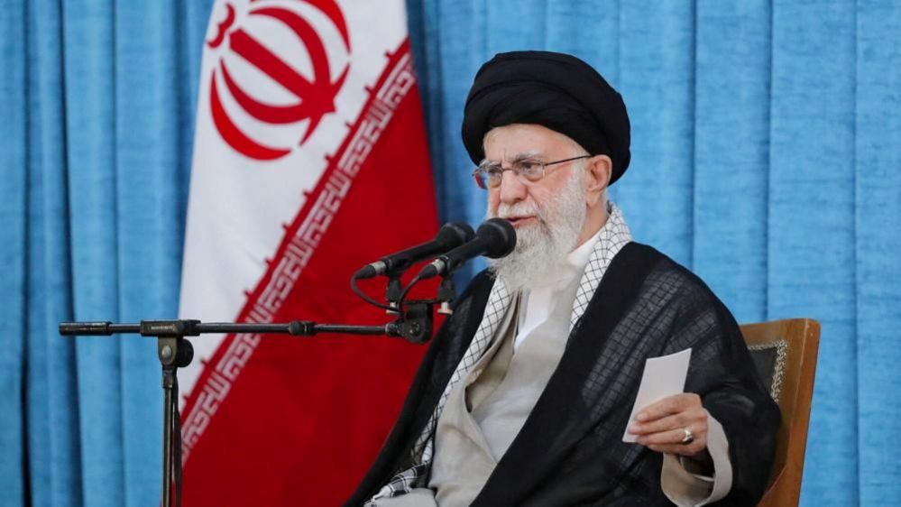 Iran's Supreme Leader Ayatollah Ali Khamenei speaks during the 35th anniversary of the death of the leader of Iran's 1979 Islamic Revolution, Ayatollah Ruhollah Khomeini (3 June, 2024)