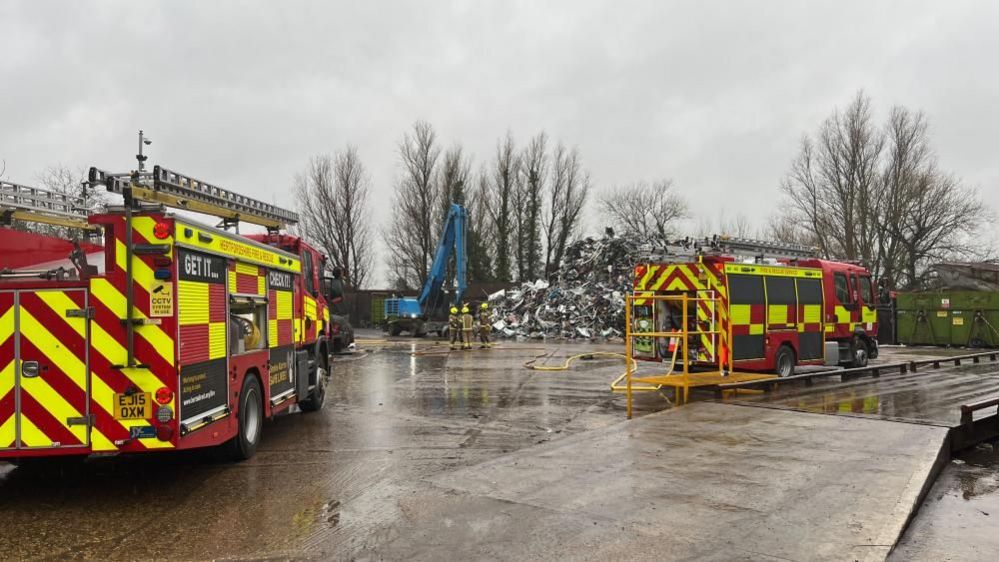 Firefighters at National Metal Centre, Hitchin, Hertfordshire