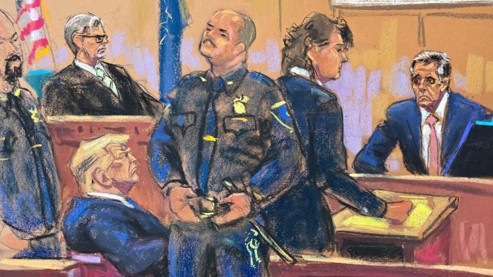 Sketch of former Trump fixer Michael Cohen testifying