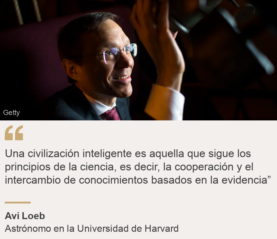 "Una civilización inteligente es aquella que sigue los principios de la ciencia, es decir, la cooperación y el intercambio de conocimientos basados ​​en la evidencia”", Source: Avi Loeb, Source description: Astrónomo en la Universidad de Harvard, Image: Avi Loeb