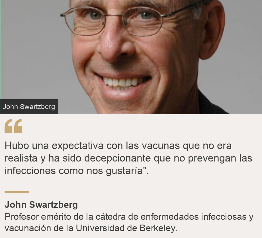 "Hubo una expectativa con las vacunas que no era realista y ha sido decepcionante que no prevengan las infecciones como nos gustaría".", Source: John Swartzberg, Source description: Profesor emérito de la cátedra de enfermedades infecciosas y vacunación de la Universidad de Berkeley., Image: Foto de John Swartzberg, profesor emérito de la cátedra de enfermedades infecciosas y vacunación de la Universidad de Berkeley.