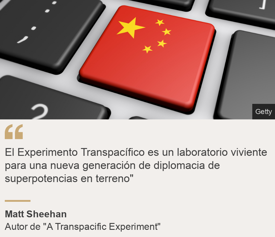 &quot;El Experimento Transpacífico es un laboratorio viviente para una nueva generación de diplomacia de superpotencias en terreno&quot;&quot;, Source: Matt Sheehan , Source description: Autor de &quot;A Transpacific Experiment&quot;, Image: Una tecla con la bandera china. 