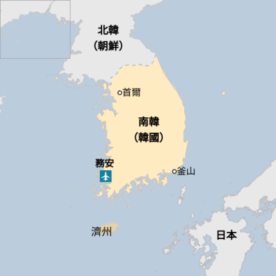 Map: 地圖：韓國務安與周邊