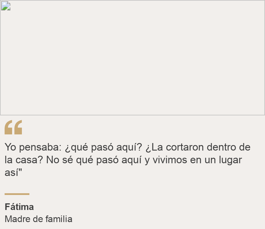 "Yo pensaba: ¿qué pasó aquí? ¿La cortaron dentro de la casa? No sé qué pasó aquí y vivimos en un lugar así"", Source: Fátima, Source description: Madre de familia , Image: 