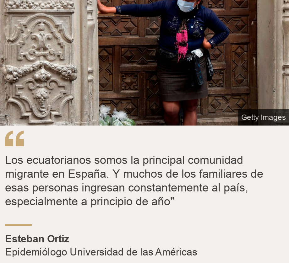 "Los ecuatorianos somos la principal comunidad migrante en España. Y muchos de los familiares de esas personas ingresan constantemente al país, especialmente a principio de año"", Source: Esteban Ortiz, Source description: Epidemiólogo Universidad de las Américas , Image: 