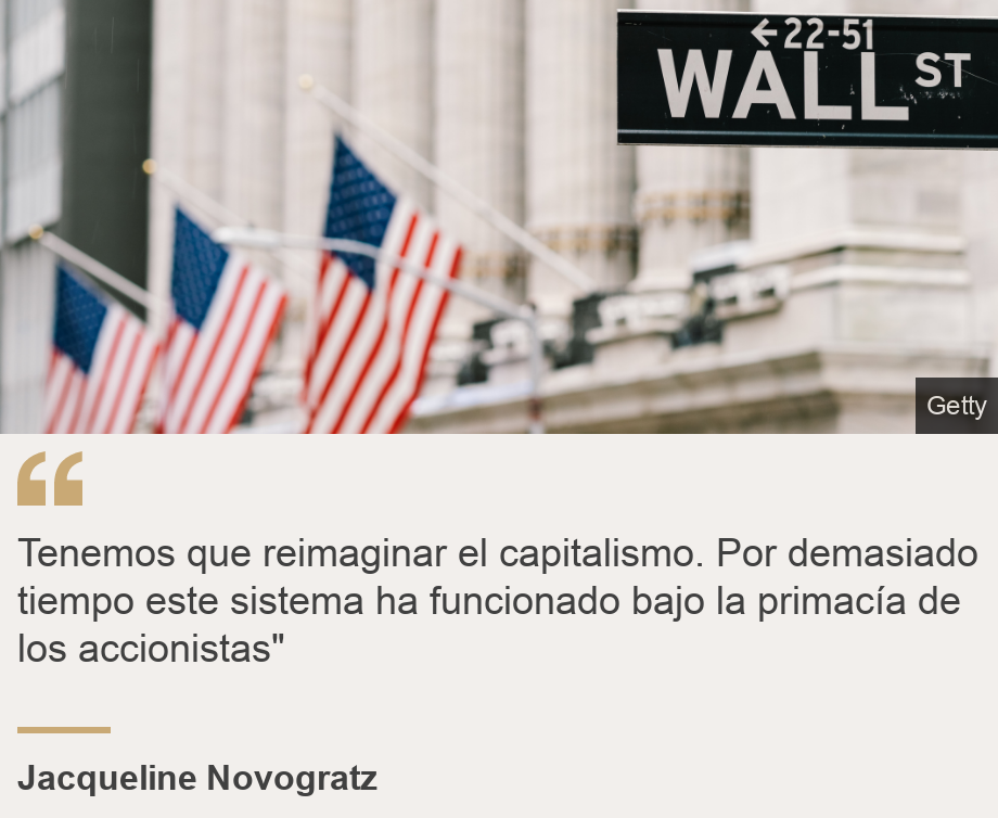 "Tenemos que reimaginar el capitalismo. Por demasiado tiempo este sistema ha funcionado bajo la primacía de los accionistas"", Source: Jacqueline Novogratz, Source description: , Image: 