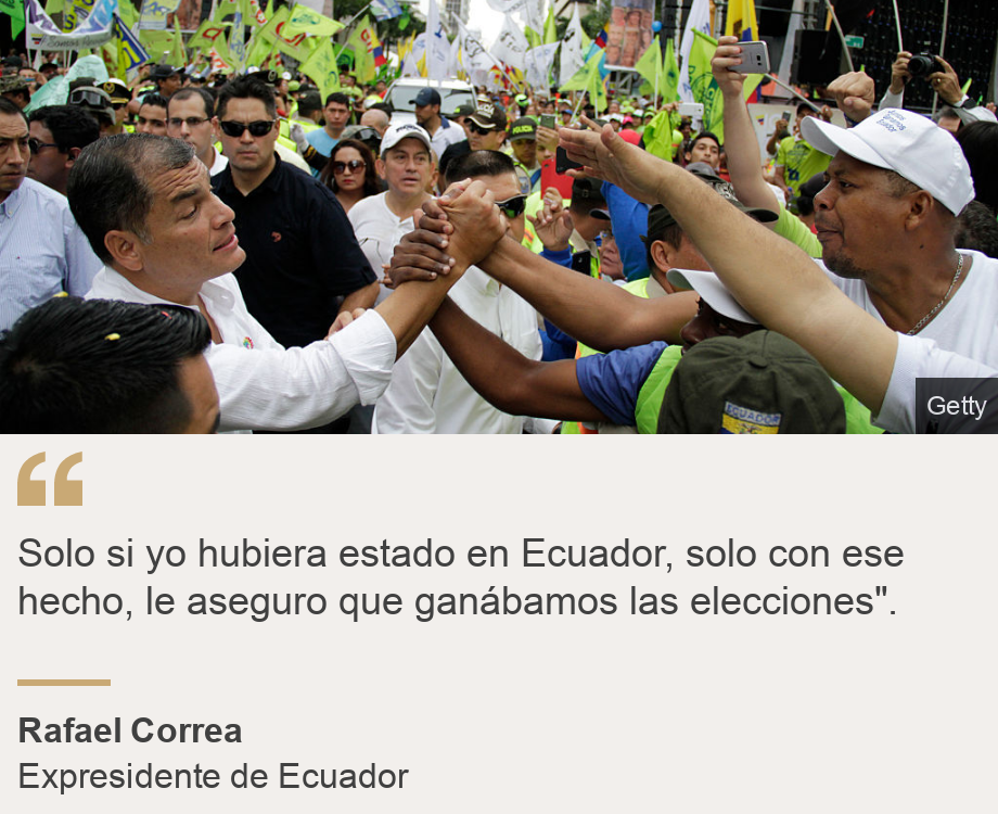 "Solo si yo hubiera estado en Ecuador, solo con ese hecho, le aseguro que ganÃ¡bamos las elecciones". ", Source: Rafael Correa , Source description: Expresidente de Ecuador, Image: Rafael Correa