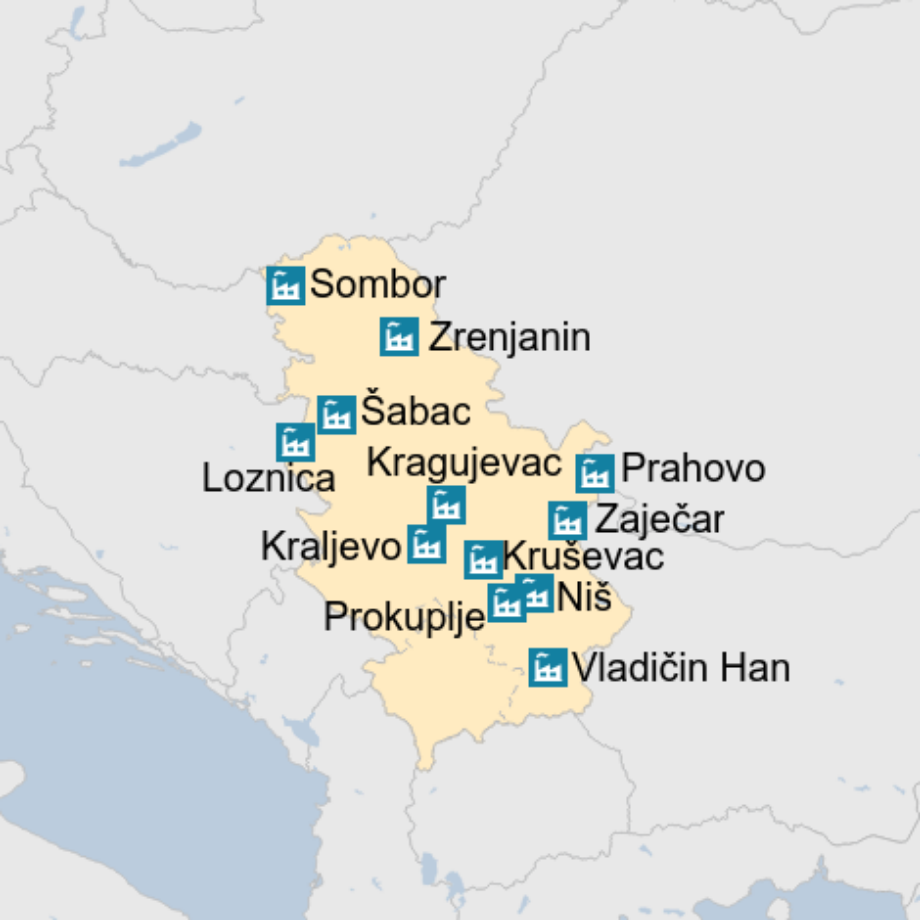 Map: kontaminirano zemljište u srbiji