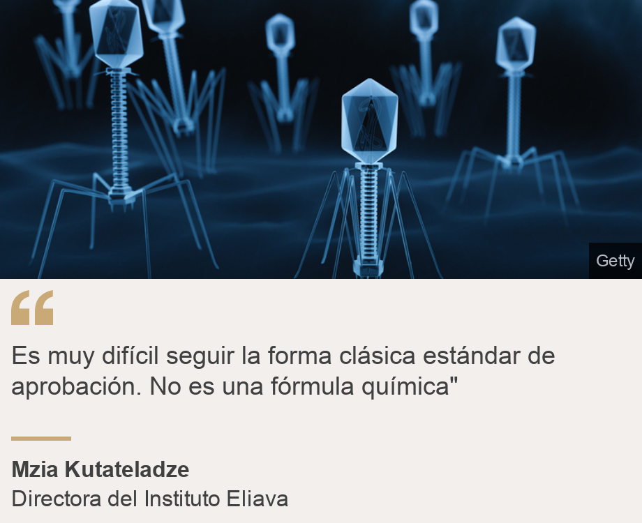 "Es muy difícil seguir la forma clásica estándar de aprobación. No es una fórmula química"", Source: Mzia Kutateladze, Source description: Directora del Instituto Eliava, Image: 