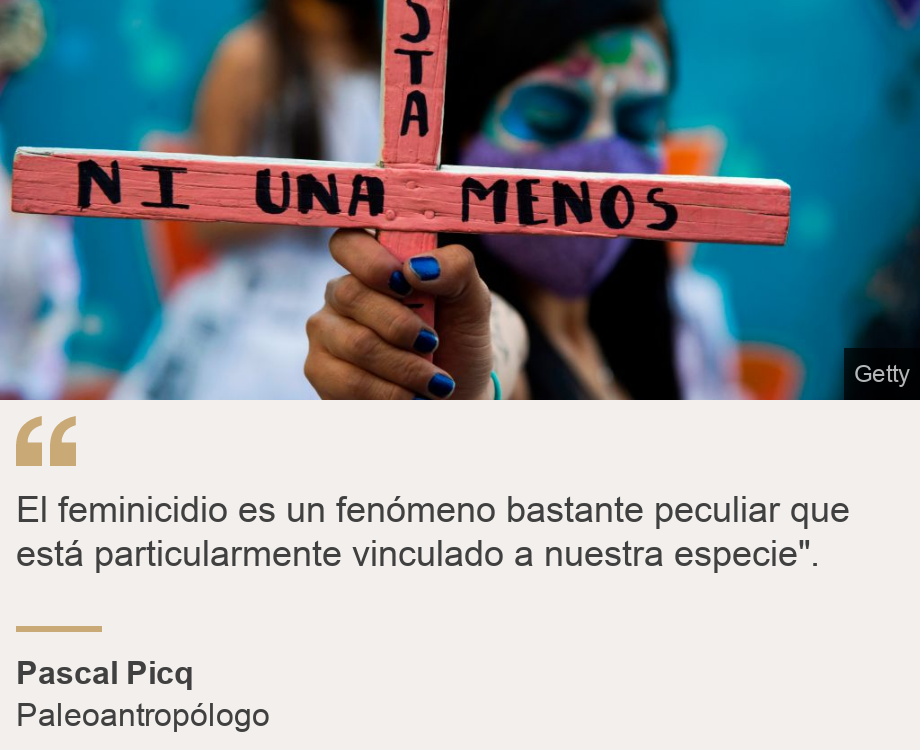 "El feminicidio es un fenómeno bastante peculiar que está particularmente vinculado a nuestra especie".", Source: Pascal Picq, Source description: Paleoantropólogo , Image: Mujeres en una protesta en contra de la violencia de género.