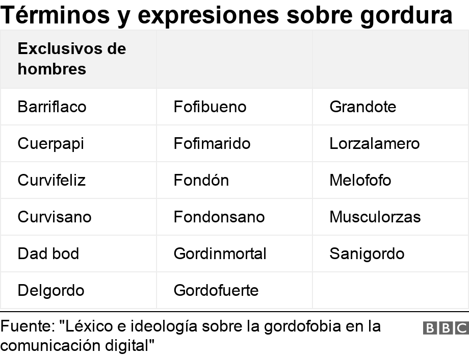 Términos y expresiones sobre gordura. . .