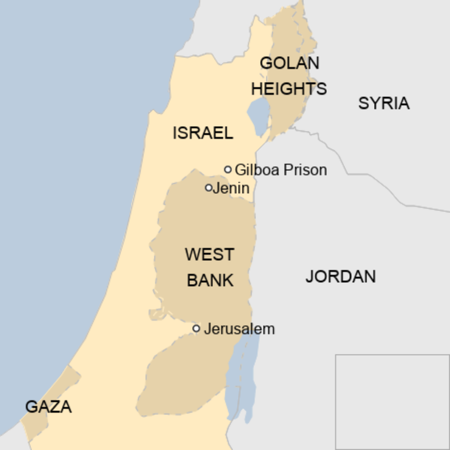 Map: Gilboa Prison in Israel