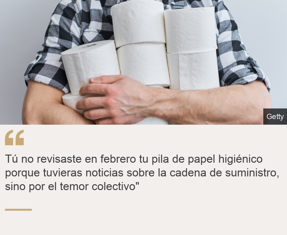 "Tú no revisaste en febrero tu pila de papel higiénico porque tuvieras noticias sobre la cadena de suministro, sino por el temor colectivo"", Source: , Source description: , Image: 