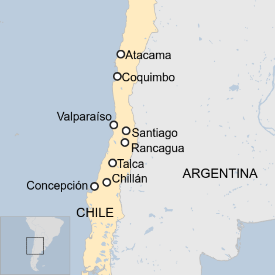 Map: Las zonas más afectadas por la sequía en Chile