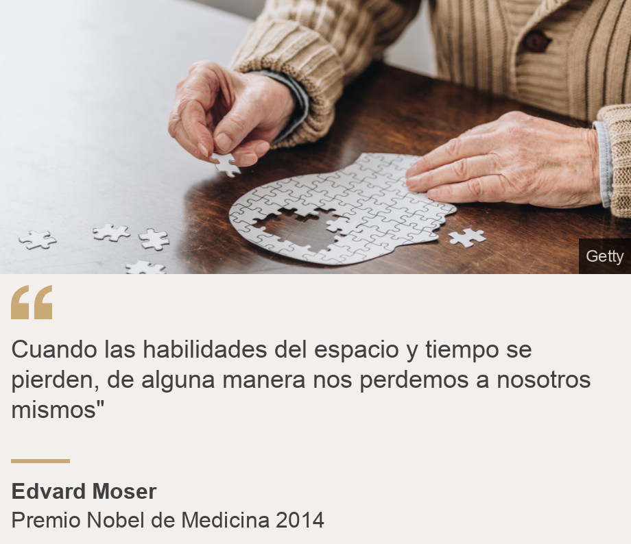 "Cuando las habilidades del espacio y tiempo se pierden, de alguna manera nos perdemos a nosotros mismos"", Source: Edvard Moser, Source description: Premio Nobel de Medicina 2014, Image: 