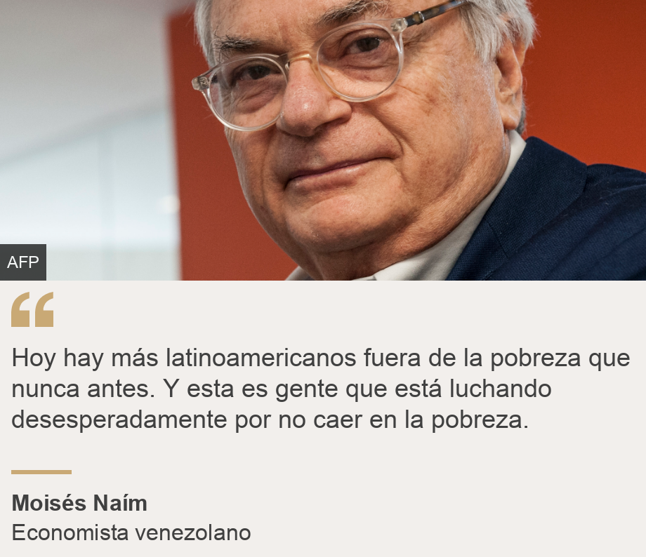 "Hoy hay más latinoamericanos fuera de la pobreza que nunca antes. Y esta es gente que está luchando desesperadamente por no caer en la pobreza. ", Source: Moisés Naím, Source description: Economista venezolano, Image: Moisés Naím 