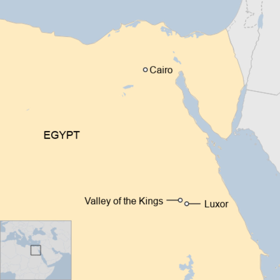 Map: A map showing where Luxor is in Egypt.