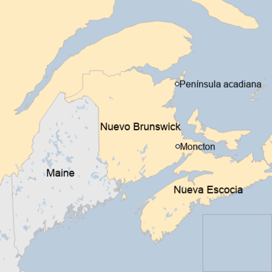 Map: Map showing New Brunswick, Canada