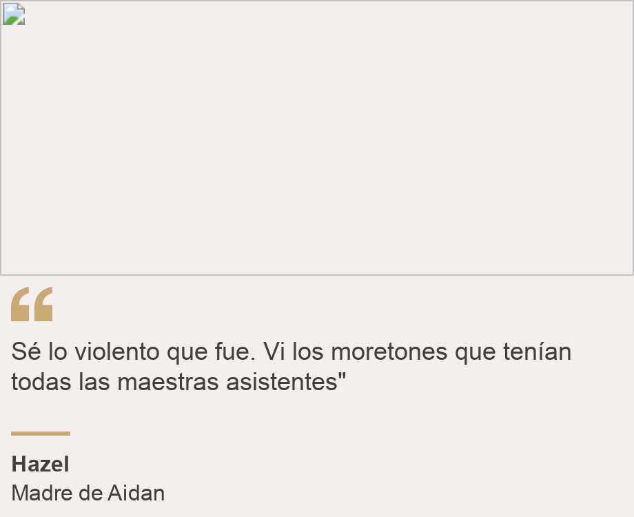 "Sé lo violento que fue. Vi los moretones que tenían todas las maestras asistentes" ", Source: Hazel, Source description: Madre de Aidan, Image: 