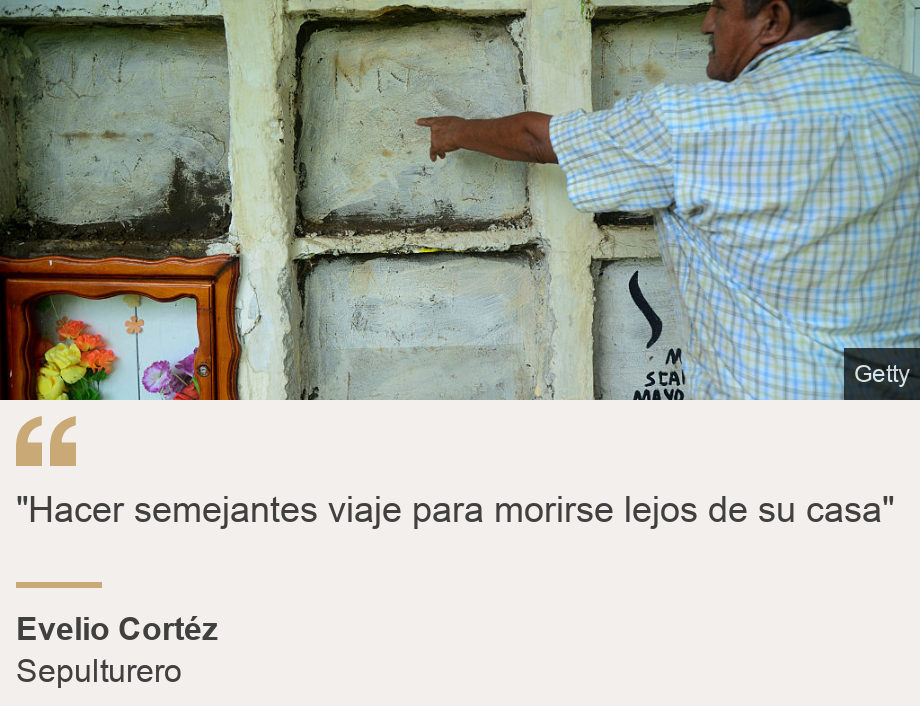 ""Hacer semejantes viaje para morirse lejos de su casa"", Source: Evelio Cortéz, Source description: Sepulturero, Image: 