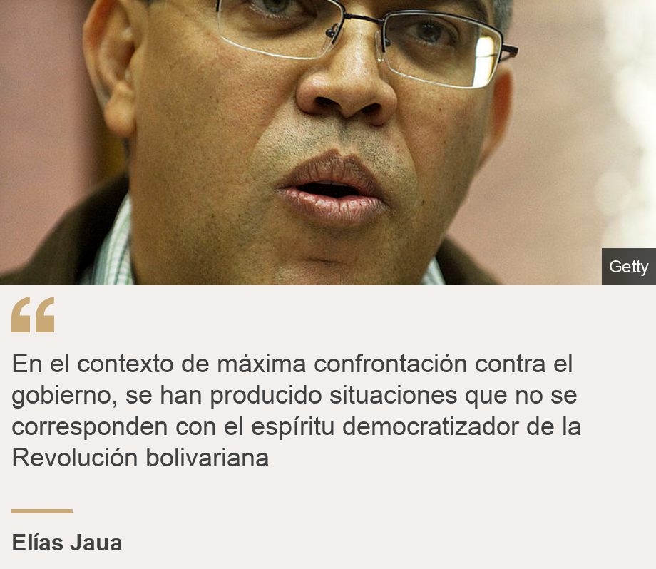 "En el contexto de máxima confrontación contra el gobierno, se han producido situaciones que no se corresponden con el espíritu democratizador de la Revolución bolivariana", Source: Elías Jaua, Source description: , Image: 