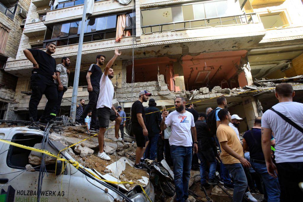 Un edificio afectado en Beirut por el ataque israelí. 