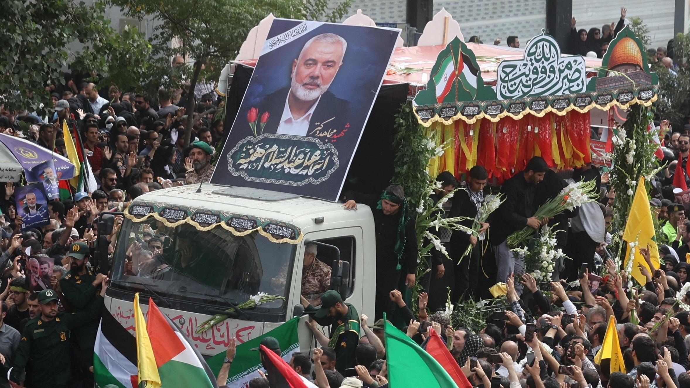 Hamas leaders funeral draws crowds in Iran